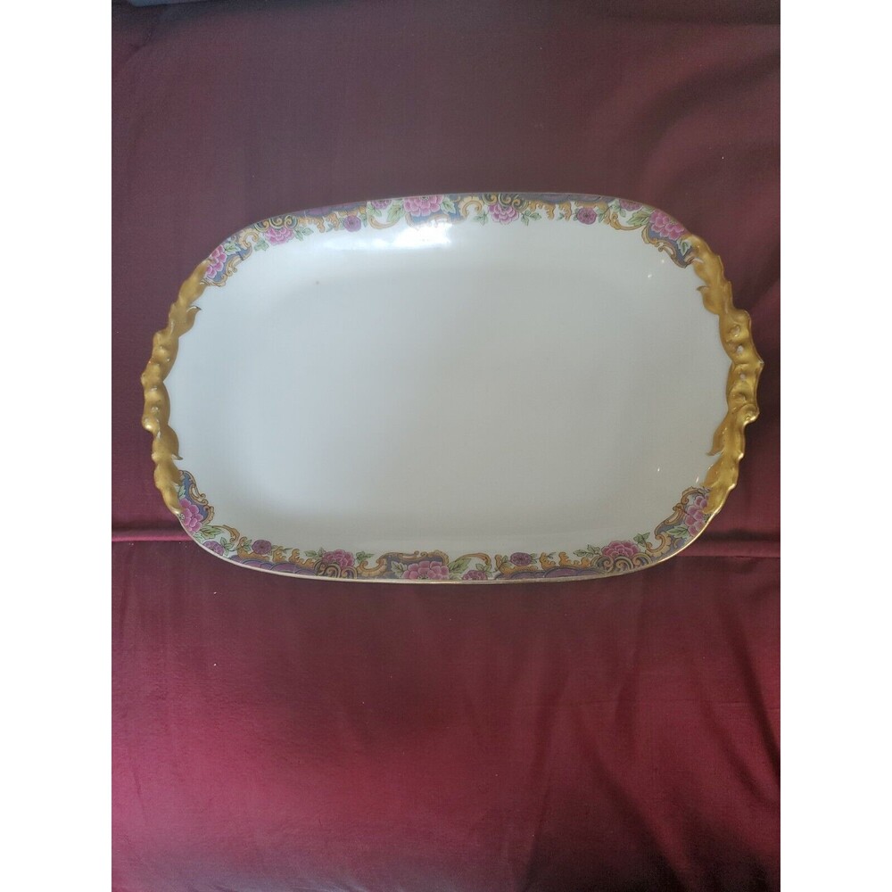 Jean Pouyat Limoges France China Serving Platter 11.5"X 8" Antique Vintage 1920s